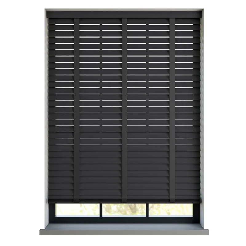 Smart control 25mm black real wood venetian blinds for windows