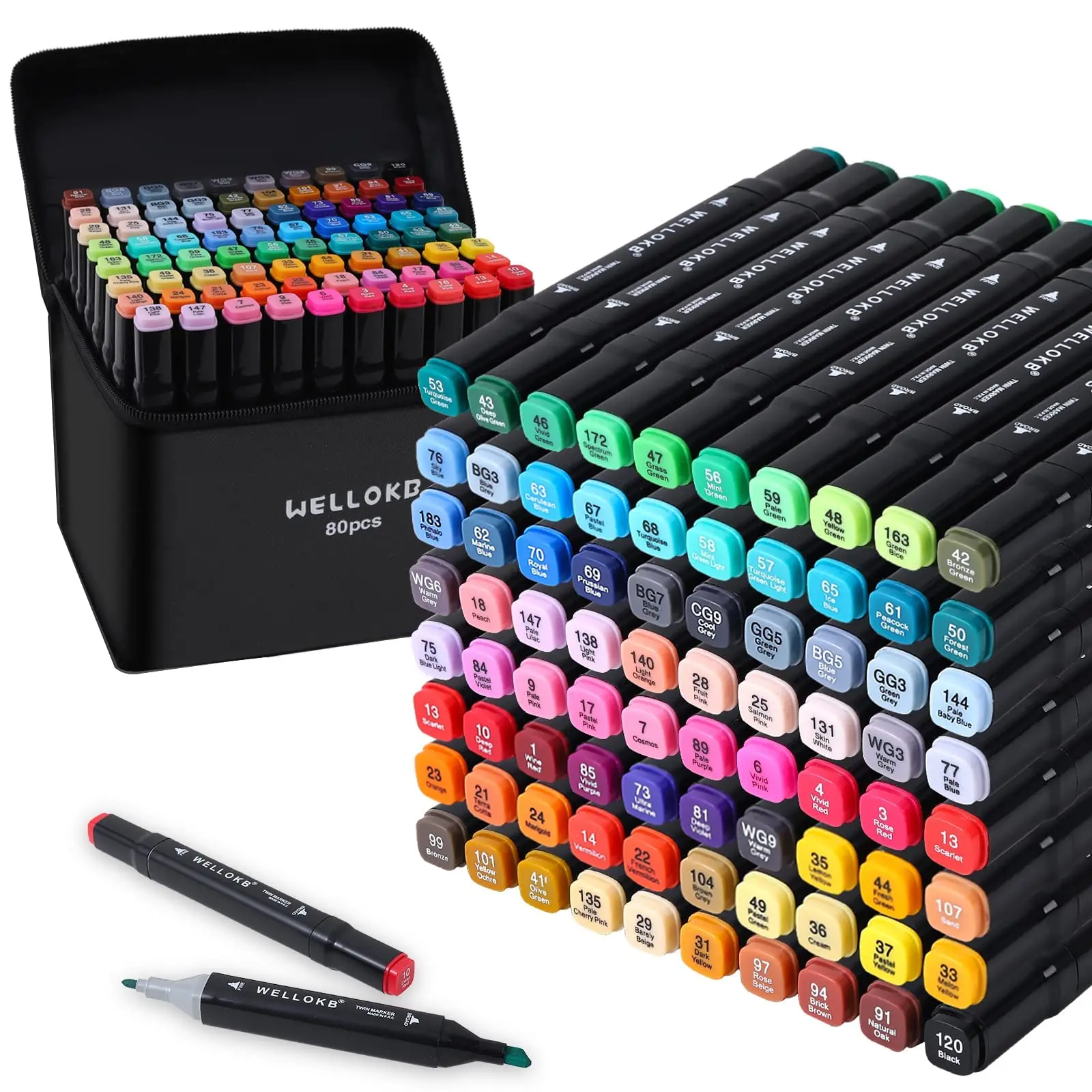 Wholesale Dual Tip White Board Brush Drawing Click Pens 48 Colour Marker Pen Set With Base