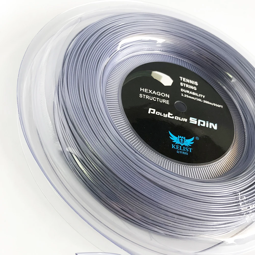New arrival Spin Feeling  Co Polyester Hexagon  Quality Tennis racket string reel  For Professional Player  Grey color
