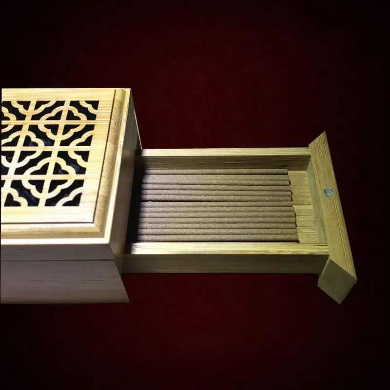 Incense Burner Incense Stick Holder with Drawer Joss-Stick Box Hollow Aromatherapy Zen Lying Censer for Home Office Teahouse