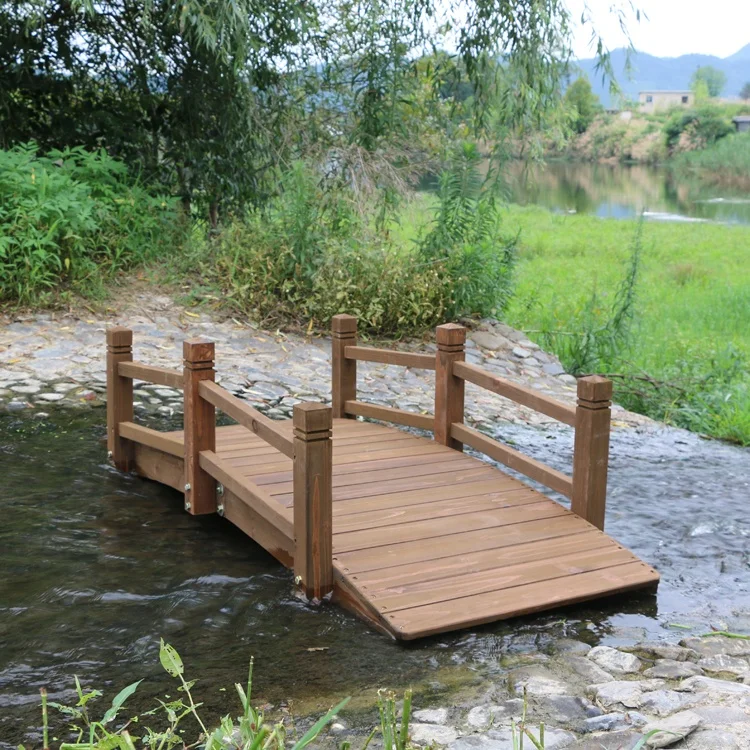 Outdoor Rustic Wooden Garden Bridge
