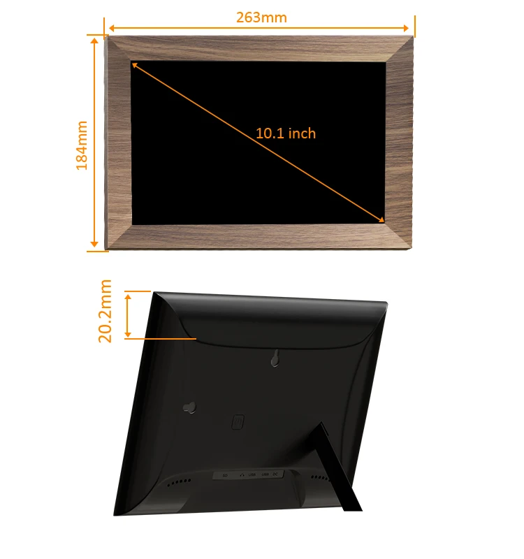 10 .1 дюймов HD 1280*800 Android WiFi Built-in16GB/32 ГБ деревянная цифровая фото и видео рамка через бесплатное приложение Frameo