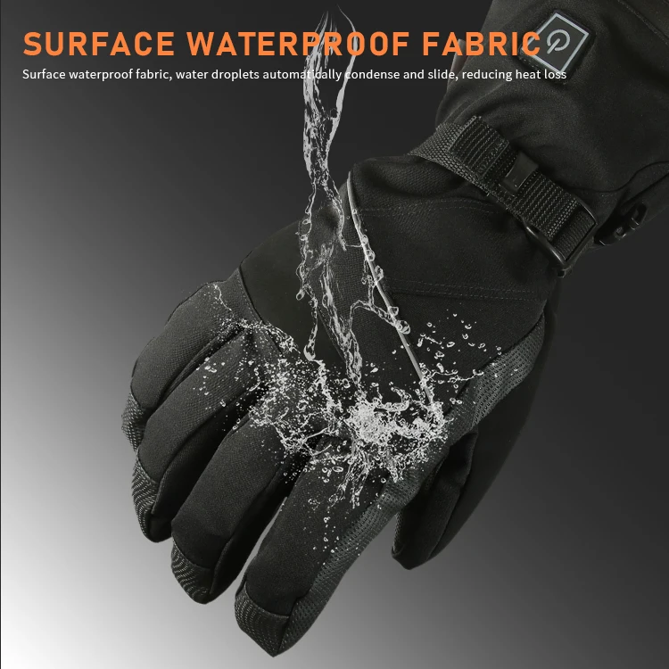 Custom Women Battery Heated Gloves Waterproof Windproof Adults Winter Snowboard Snow Heated Ski Gloves
