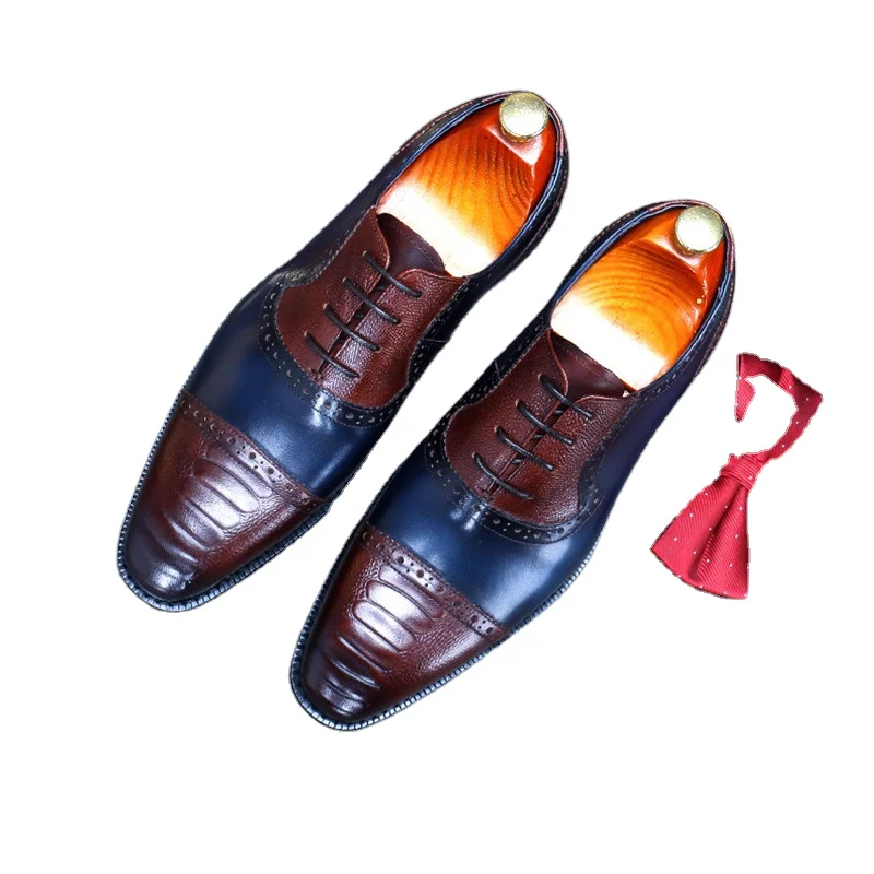 Мужские туфли с заостренным носком, свадебные туфли для жениха, Европейский и американский стиль, вырезанные, Кожаные Деловые туфли