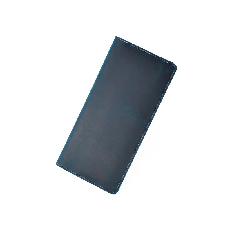 ya174 Vintage Design Crazy Horse Leather Men Long Clutch Wallet Large Capacity Bifold Wallets