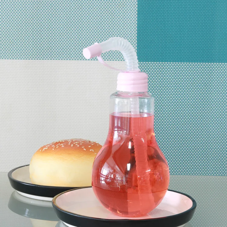 300 мл/400 мл светодиодная лампочка в форме чашки пластиковая лампочка чашка с крышкой и соломинкой