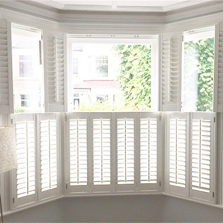 australia pvc blinds bulk England Australia style Bay Window sliding real wood wooden Plantation shutters white colour louver