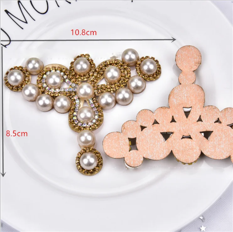 wholesale Sewing Rose Gold Beaded Rhinestone Crystal Bridal Dress Applique buckle clips