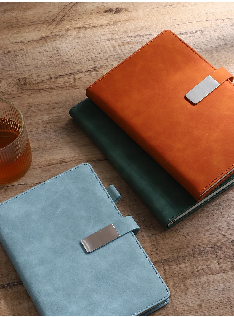 Sewing binding A5 pu leather notebook hardcover with magnetic snap