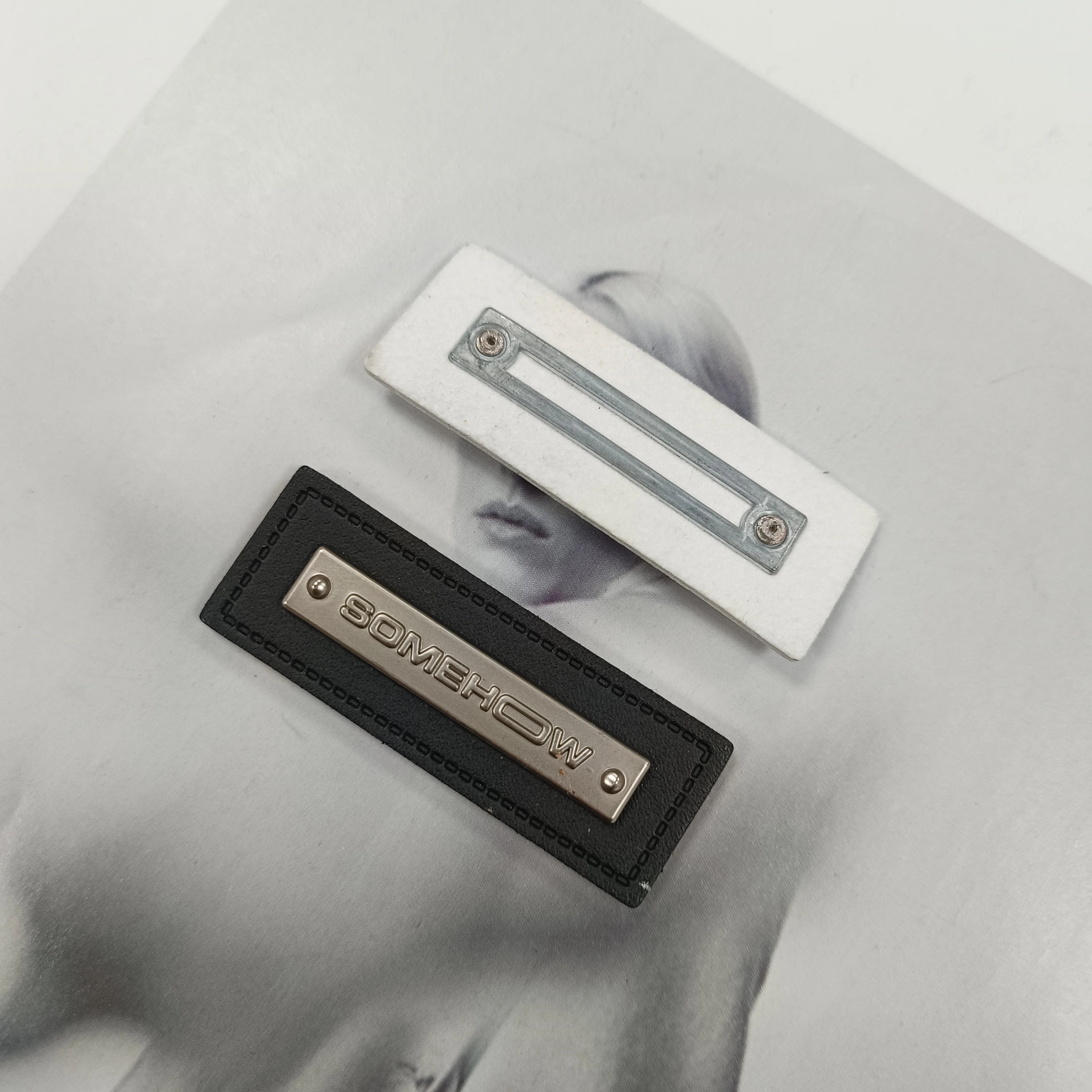 Factory customized clothing metal logo PU metal letter logo logo