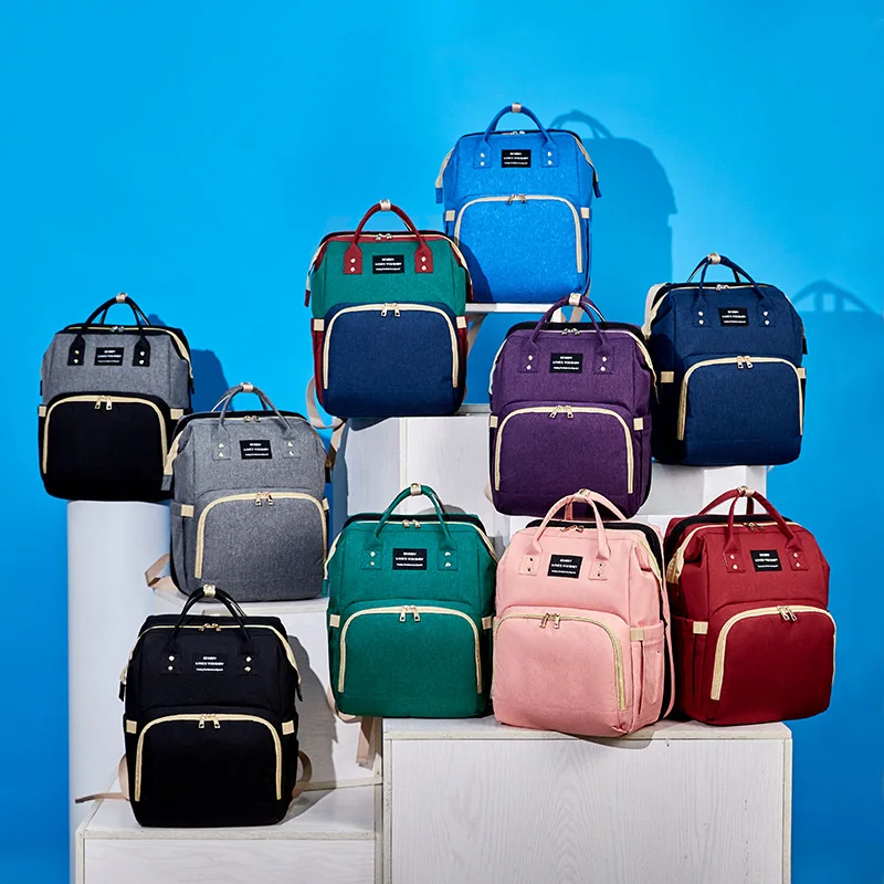 New Mummy Bag Multifunctional Folding Portable Diaper Back Milk Maternal Baby Bag Baby Bed Backpack Mother Bag