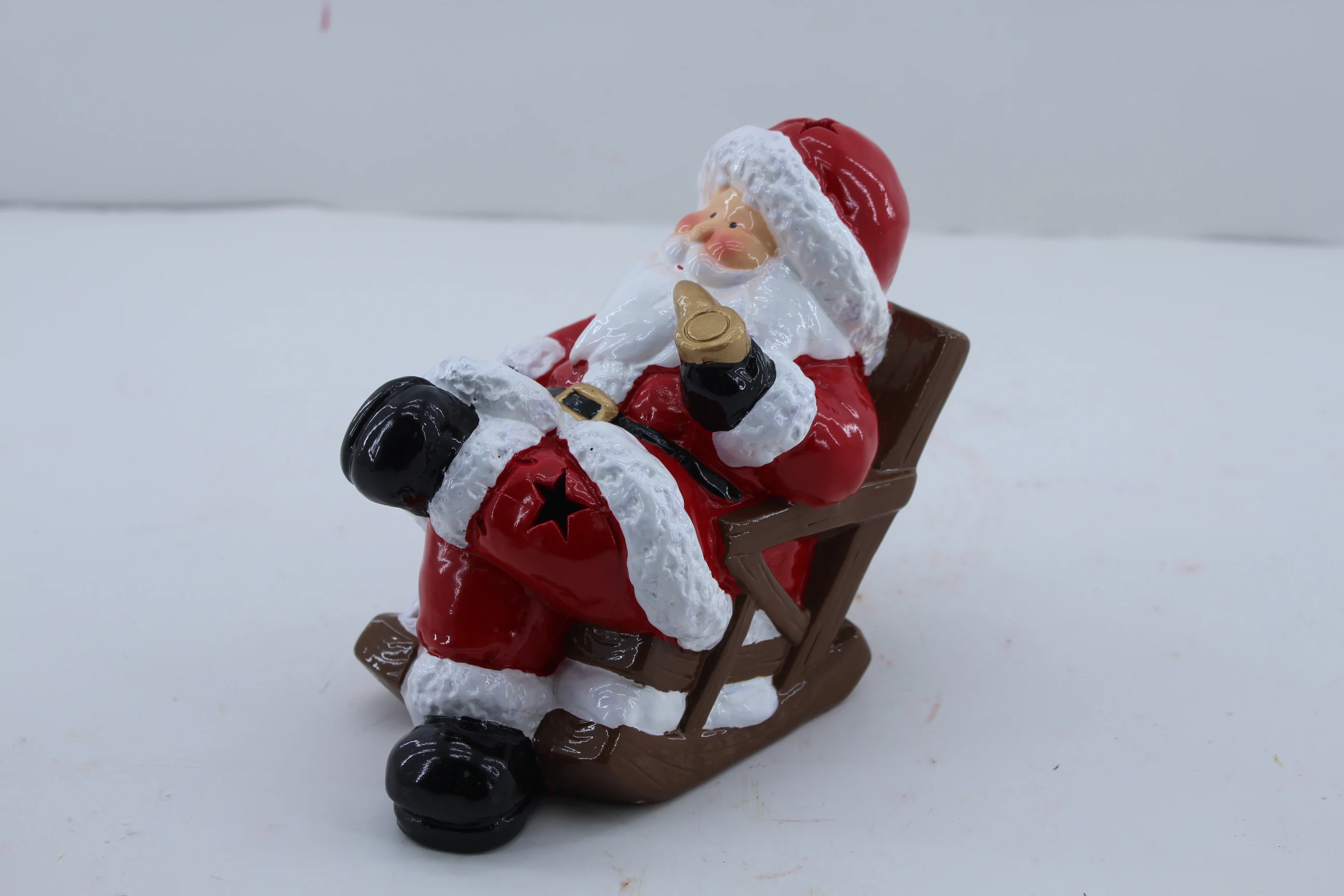 wholesale ceramic christmas santa with color changing LED lights Ceramic christmas decoration