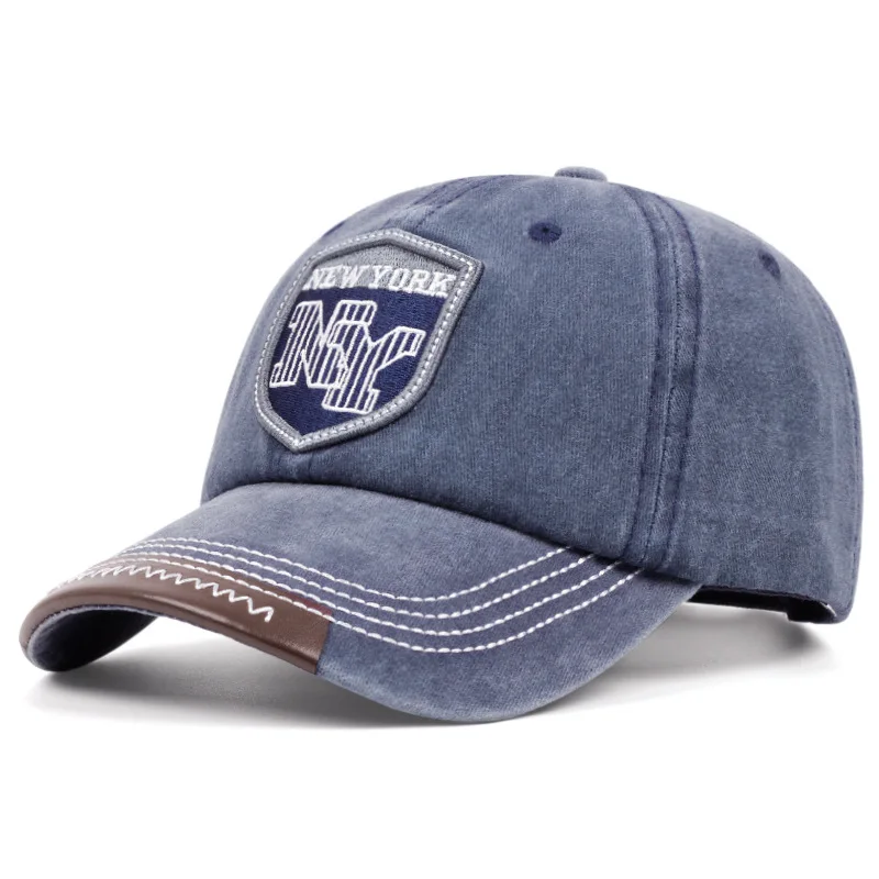 Wholesale Custom Logo Adjustable Baseball Cap Hat Women Men Solid American New York Logo Dad Cap Sun Baseball Hat