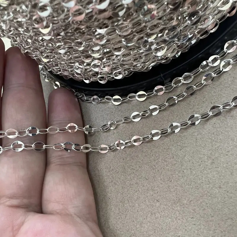 Factory Wholesale Chains by Meter Rollo Cadena Plata Genuine 925 Sterling Silver Chain Roll for Jewelry Making