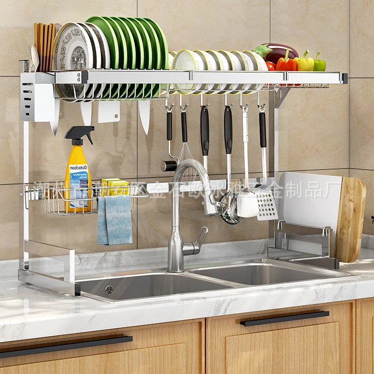 
Adjustable Large Dish Rack Drainer for Kitchen Organization Storage Space Saver Shelf Holder Dish Drying Rack Over The Sink 
