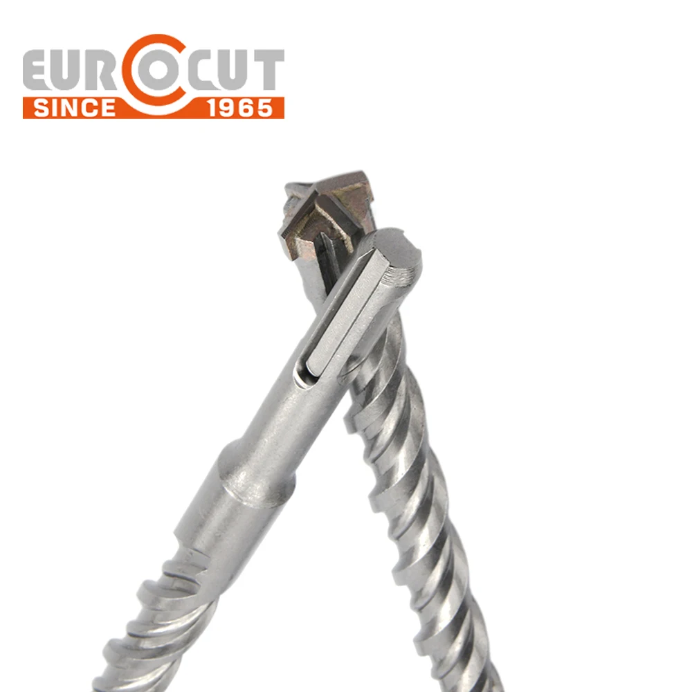 EUROCUT Carbide Single Tip U Flute SDS Plus Power Tools Hammer Drill Bit for Concrete Masonry Hard Stone Drilling