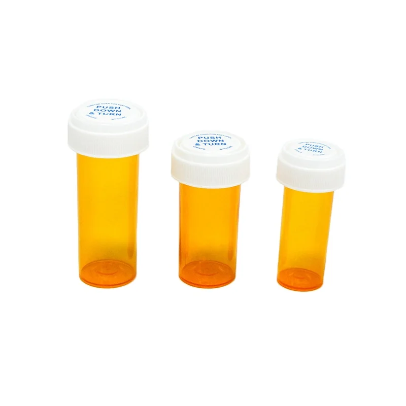 275pcs Plastic Pharmacy Vials 13dr Prescription Vial Amber Reversible Medicine Pill Bottle