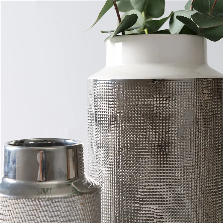 New design european style high quality wedding decoration gold silver ceramic flower vases