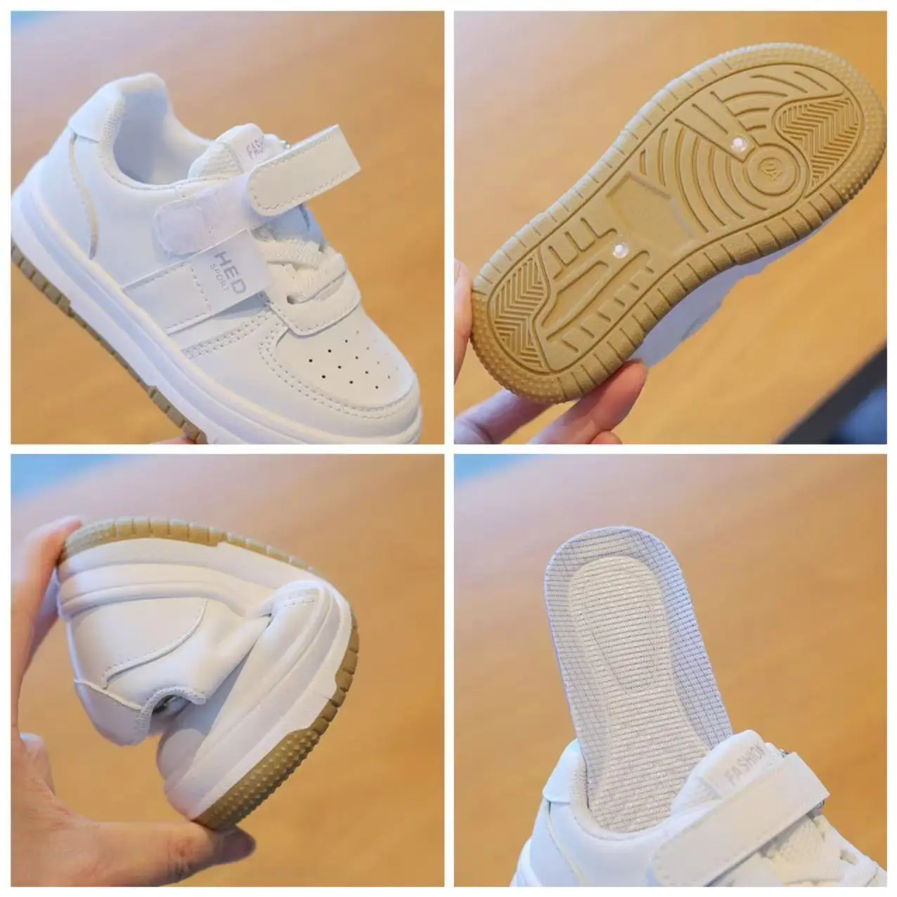 Fashion Trend Sports Casual Shoes For Kids White Board Sneakers Leather Upper Soft Bottom Children Sneaker Shoes Wholesale