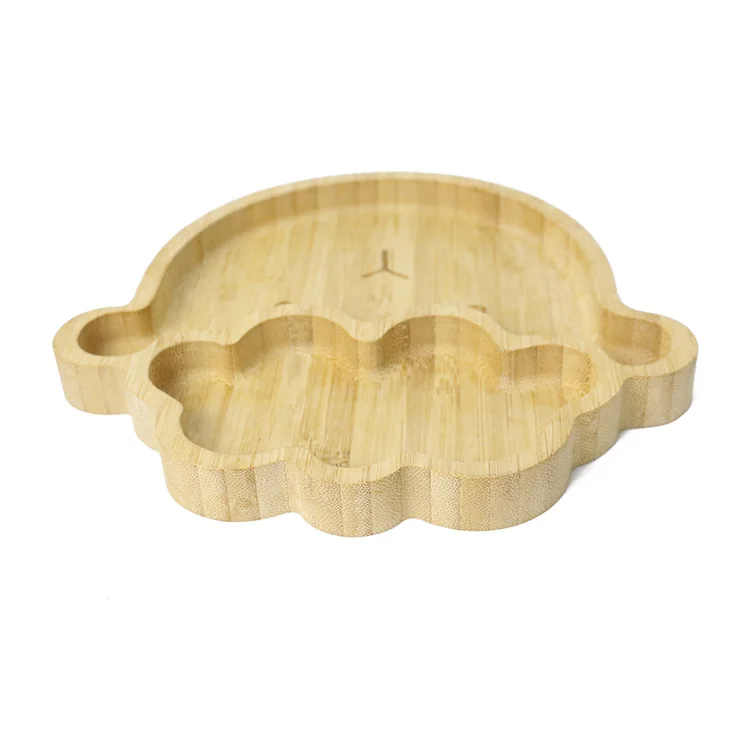 Wholesale Custom Logo Home Toddler Bamboo Suction Plate Baby Food Dish Feeding Plate