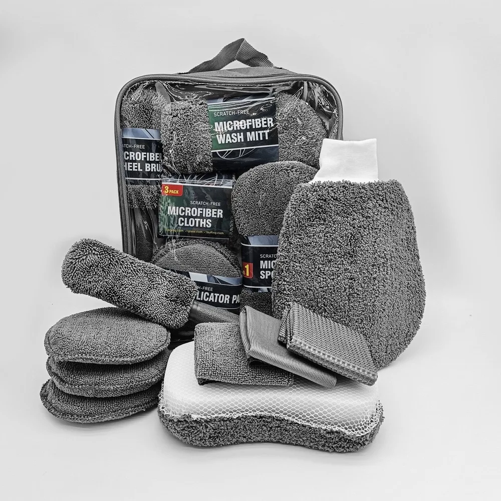 Hot selling microfiber 9pcs multifunctional car wash washing equipment set High quality