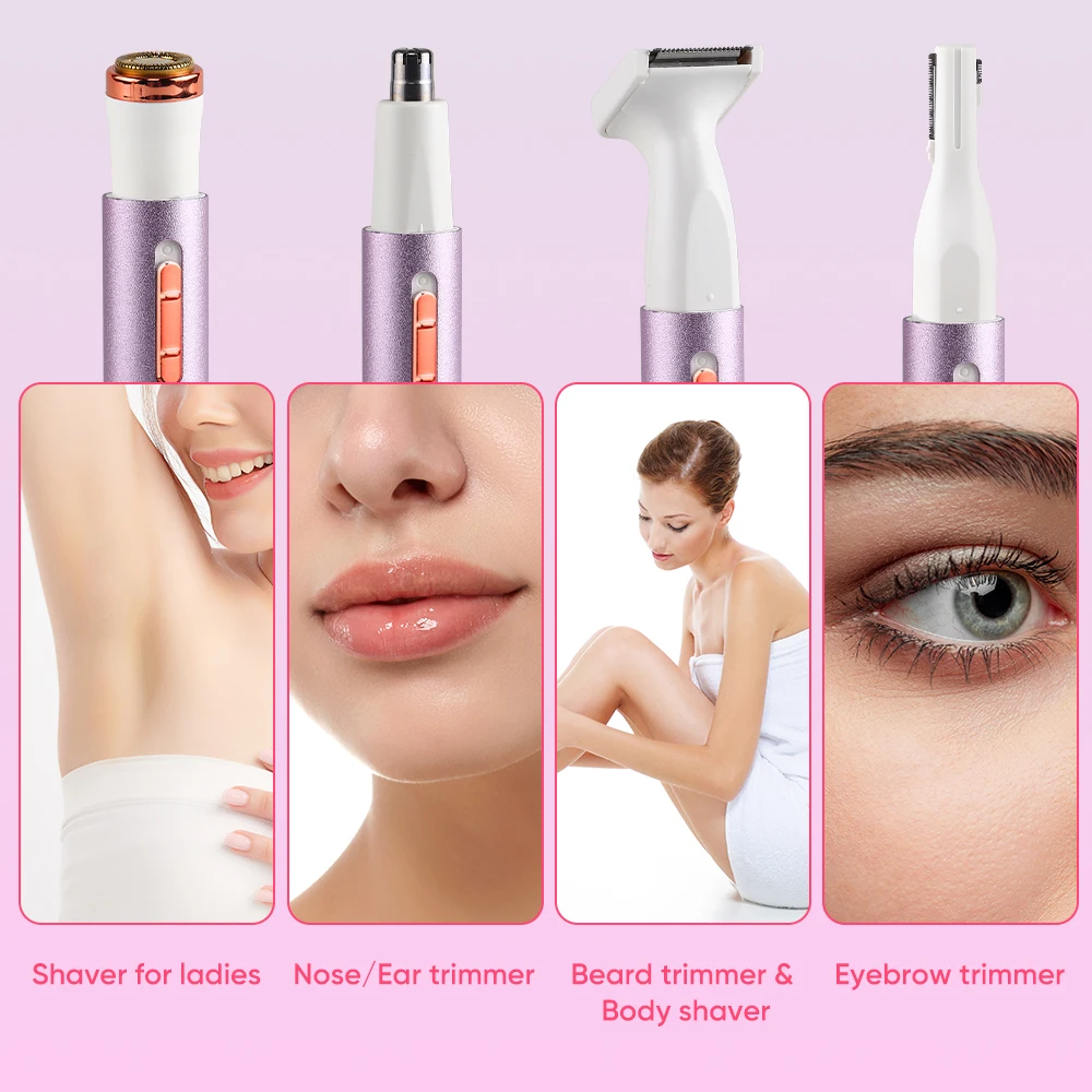 4 in 1 Electric Lady Shaver Hair Remover for Face Body Bikini Hair Removal Epilator for Women