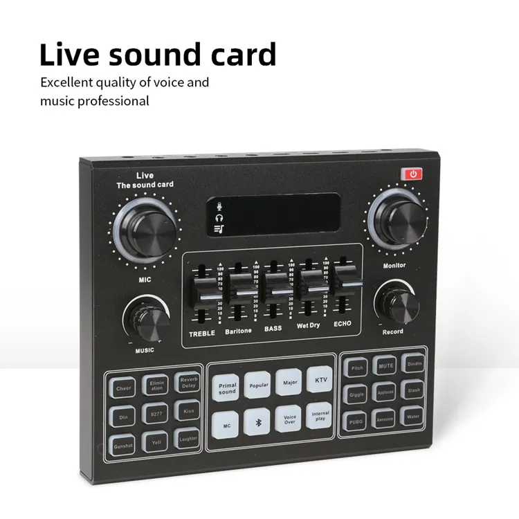 V9 Audio Sound Card Broadcast PC Android Phone USB Status Mic Audio Mixer