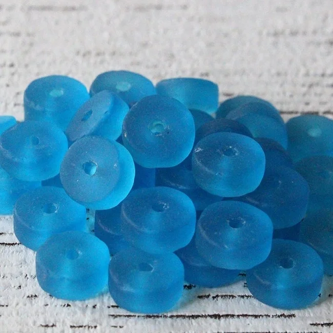 Heishi Aqua Glass round loose gemstone bead stone natural beads for jewelry making