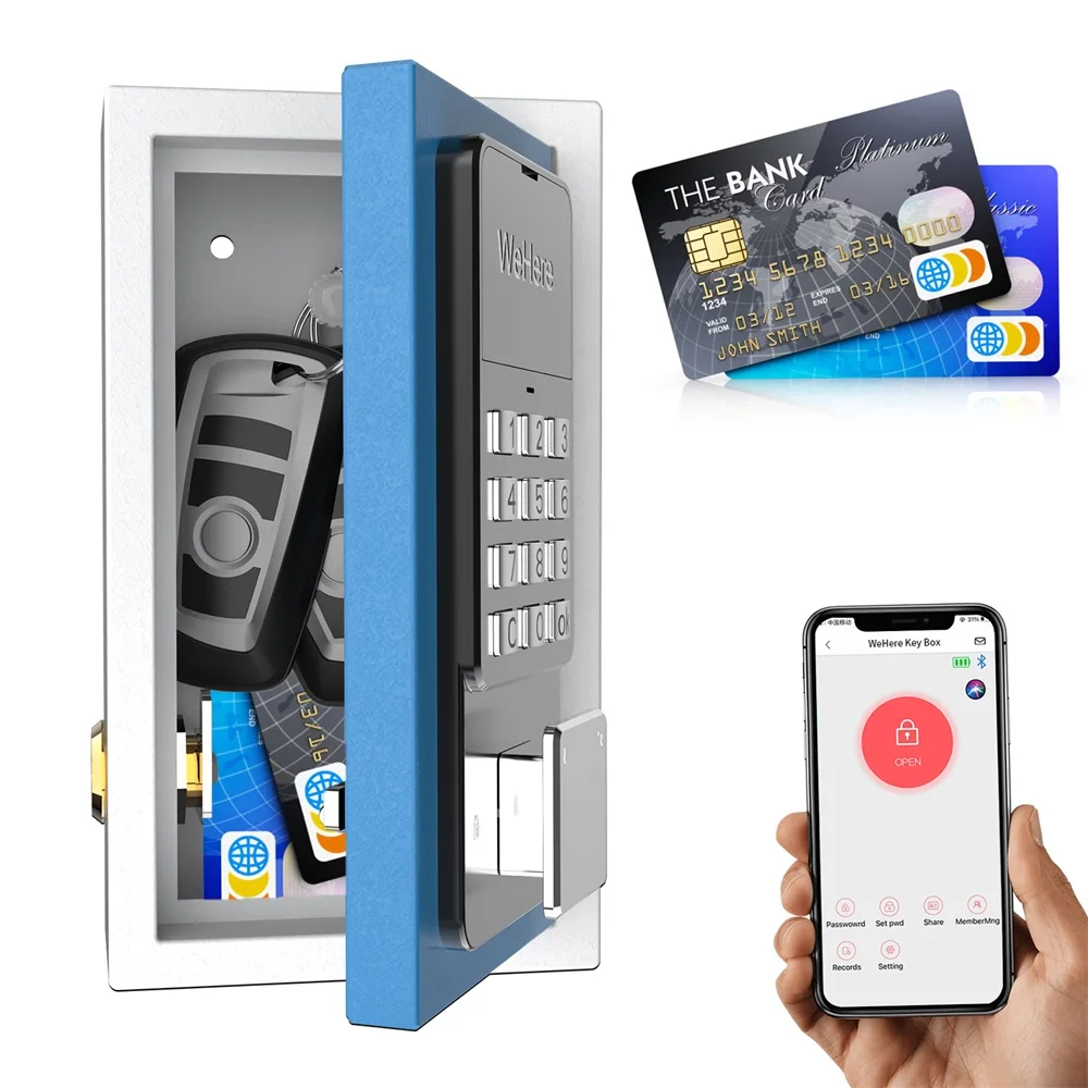 WeHere электронный замок для ключей, Умный Замок для ключей с приложением, коробка для ключей для наружного настенного крепления/дверная ручка для подвешивания