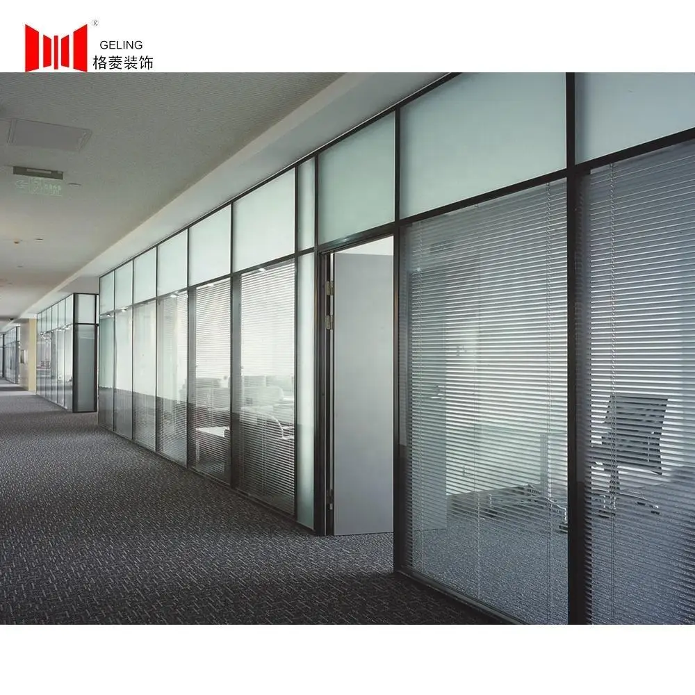 Classical double glass aluminum sound proof modular cheap price fixed detachable office partition wall
