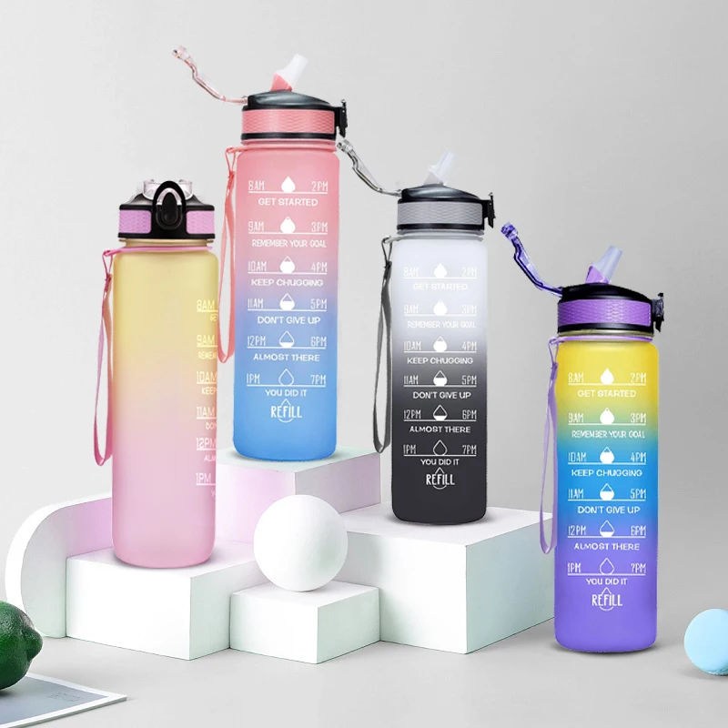 aqua flask Amazon top seller 1000ml sports 32 oz workout plastic bpa free motivational water bottle with time marker