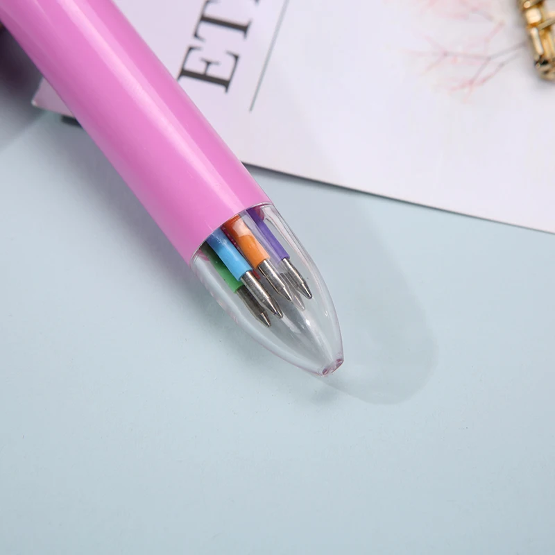 Huimai cartoon flamingo 6 in 1 multicolor ballpoint pen  refill 6 color pen  with custom logo