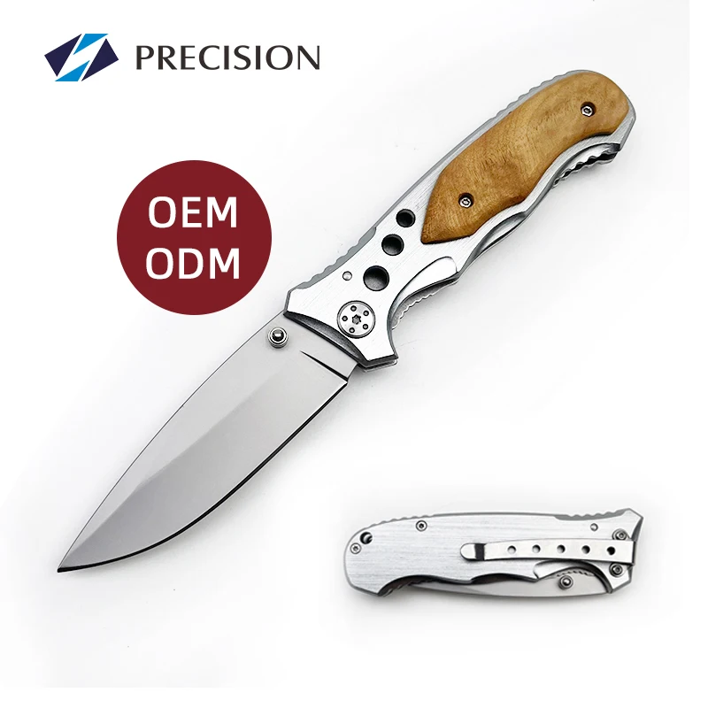Оптовая продажа, ножи 4,5 дюймов, алюминиевая деревянная ручка, уличный складной карманный нож для гравировки