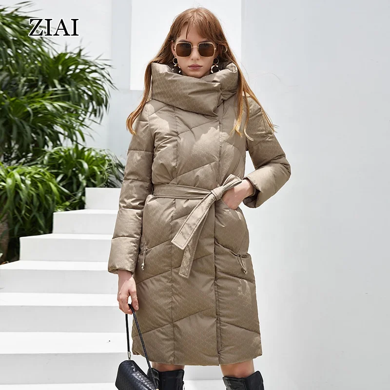 Winter New Long Thick Padded Coat High Quality Printed Fabric Coat Fashion Casual Belted Jacket Wholesale