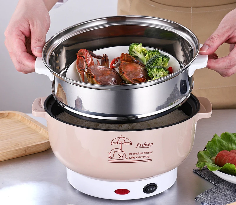 Mini Non-stick electric hot pot with steamed Home use small hot pot electric frying pan multi-function heating pot