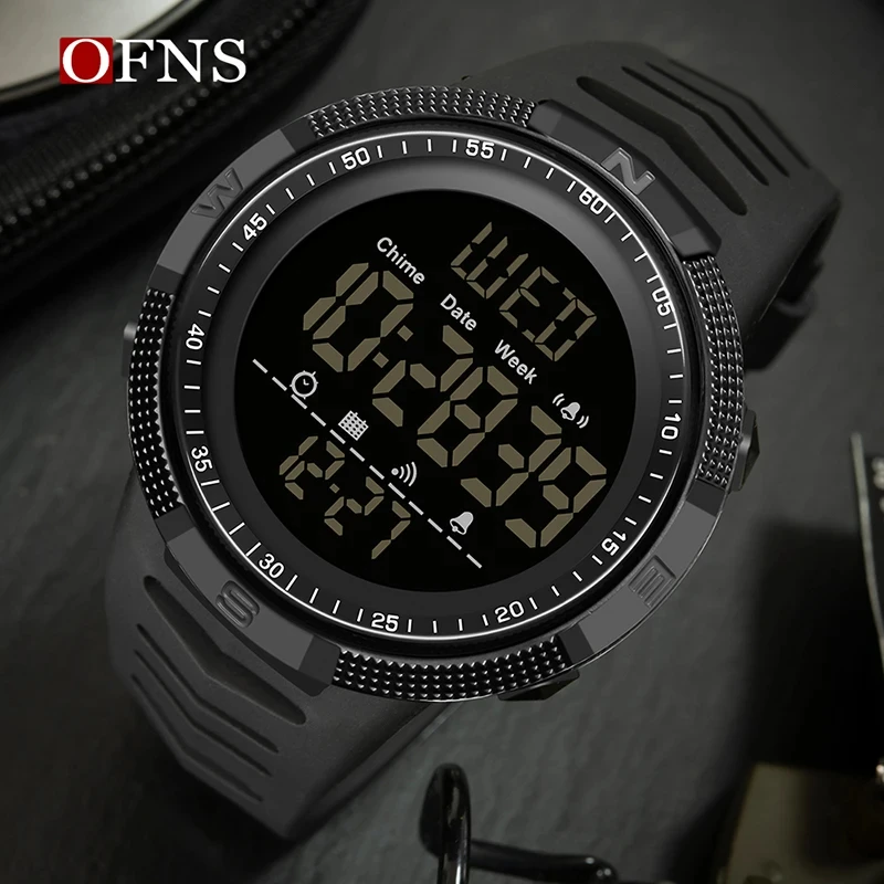 OFNS 6014 2024 Luxury Brand Digital Watch Men 50M Waterproof Sport Watches LED Light Stopwatch Clock Electronic Reloj Hombre