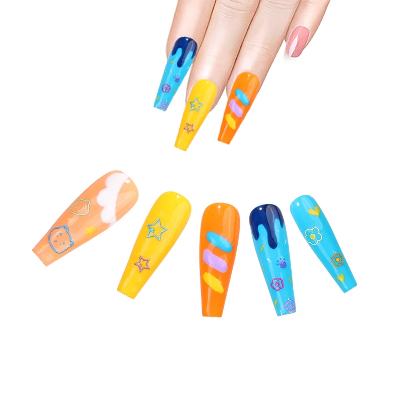 2023 Easy to Operate Simple cute animals Waterproof High quality nail art embossed applique for teens girls