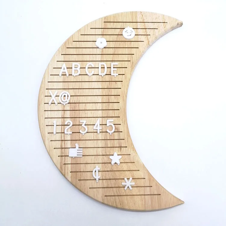 Letter DIY wood Message Board baby Photo Props Home Decoration Blackboard half moon shape Gift Room Decor Modern Wooden Sign