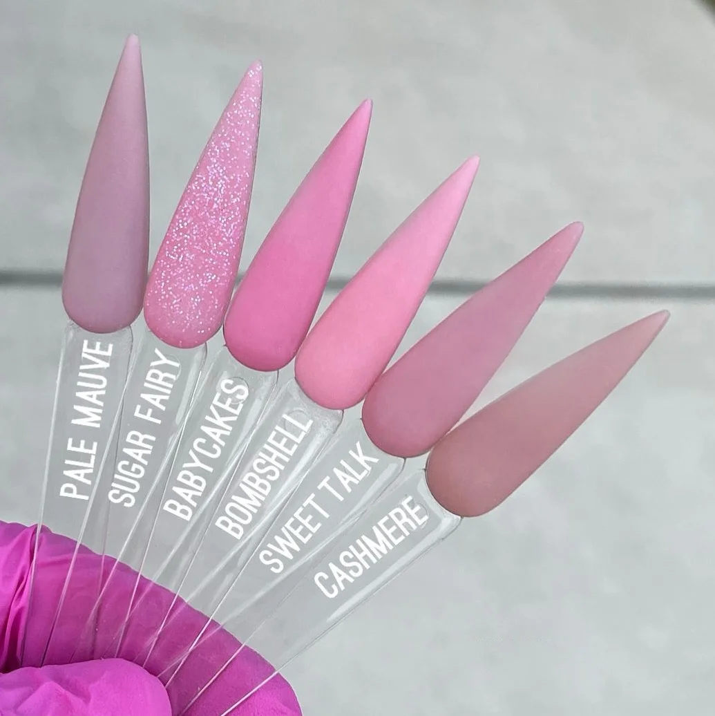 Highly Pigmented Acrylic Nail Powder Cover Pink Glitter Shimmer Colour Nail Acrylic Powder For Nails
