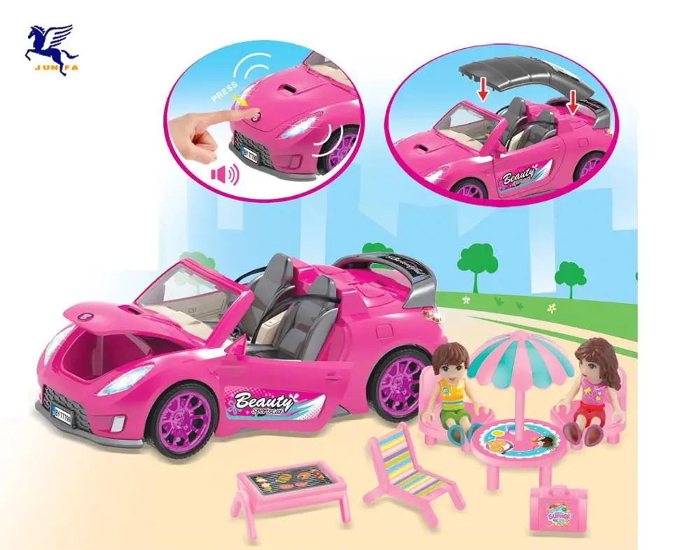 
Wholesale cheap latest popular plastic wedding car doll toy doll set with light and sound ride on car doll toy set for kids 