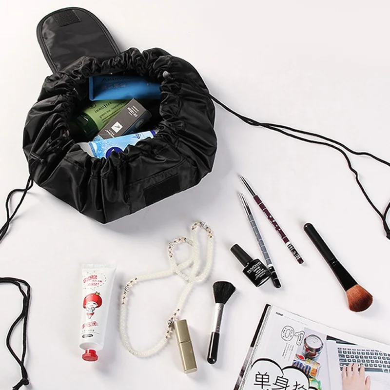 Косметичка на шнурке, портативная дорожная сумка для хранения ювелирных изделий, Полиэстеровая плоская косметичка для отдыха