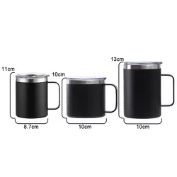 Custom 12oz 14oz 16oz double wall vacuum camping stainless Steel BPA free powder coated insulated travel coffee mug with handle