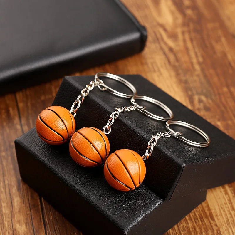 Cheap Factory Mini 3D PVC Sports Footy Baseball Keychains Car Accessories KeyRing Bag Decoration NBA Basketball Ball Keychain