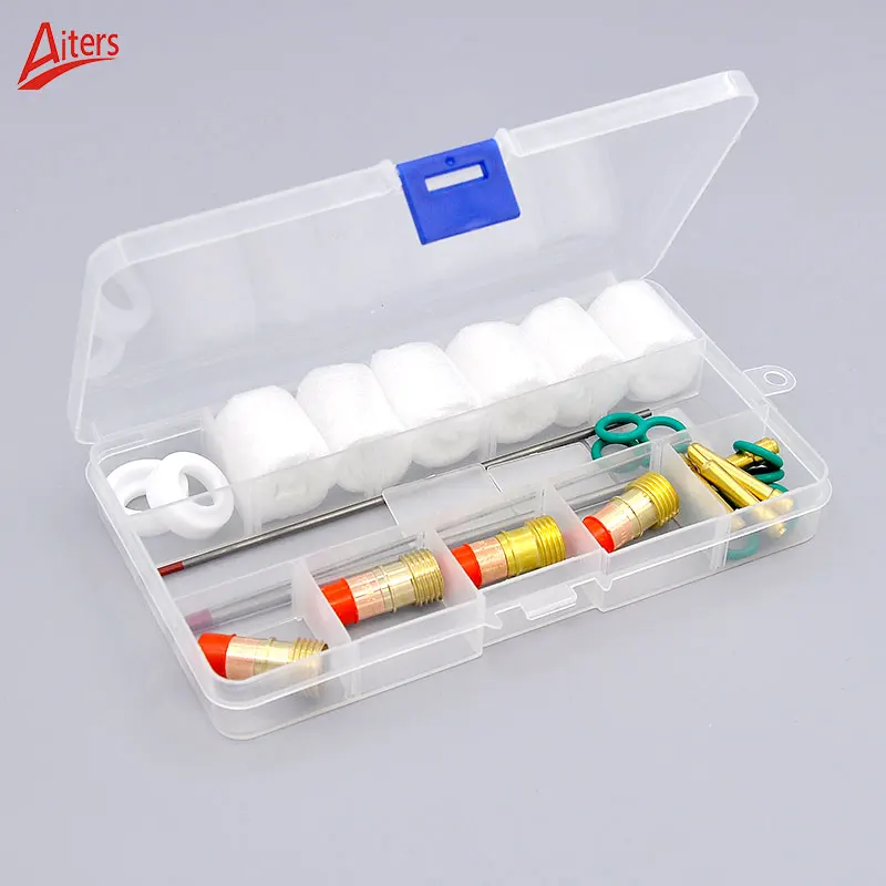 TIG 30Pcs Stubby Gas Lens and Glass Cup Tungsten Needle For WP17/18/26 welding consumables TIG Collets