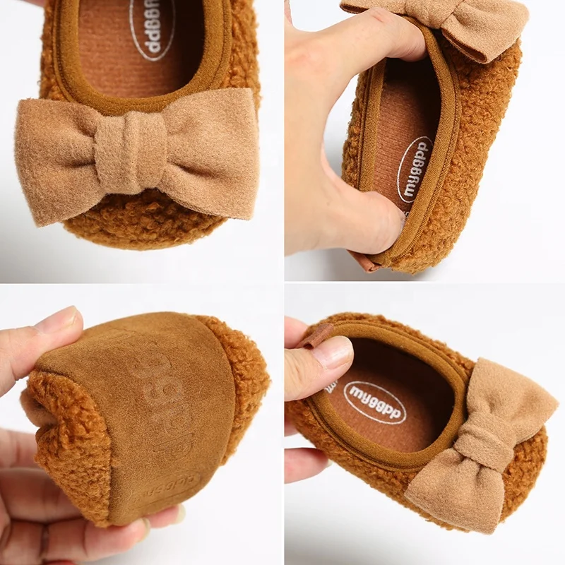 EVERTOP casual type berber fleece upper suede PU sole soft infant baby shoes moccasins