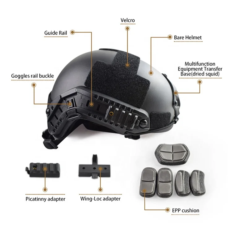 Wholesale US High Cut Hunting Equipment Tactical Fast MH Helmet For Outdoor Tactical Wargame CS Helmet