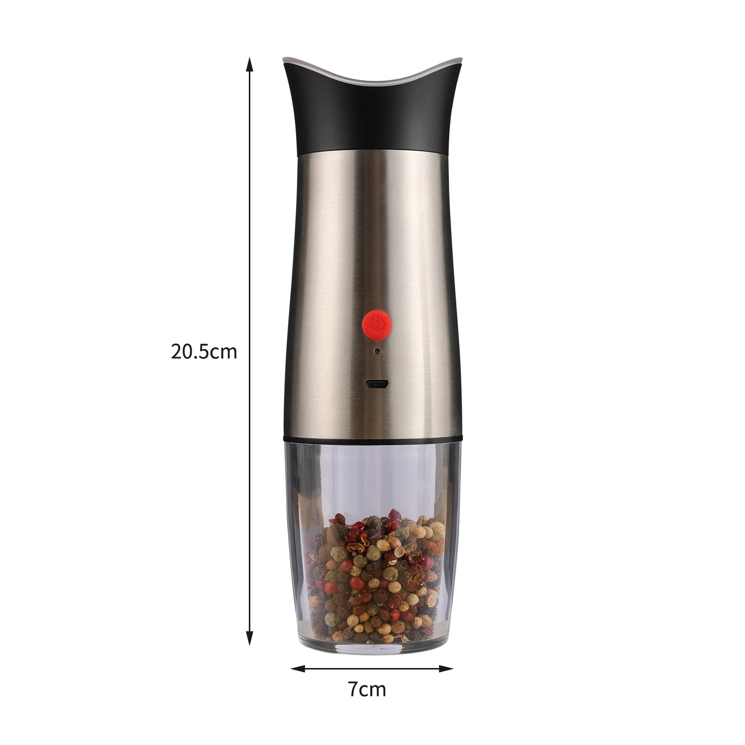Stainless steel Rechargeable USB Gravity automatic Electric spice himalayan salt and Pepper Grinder set