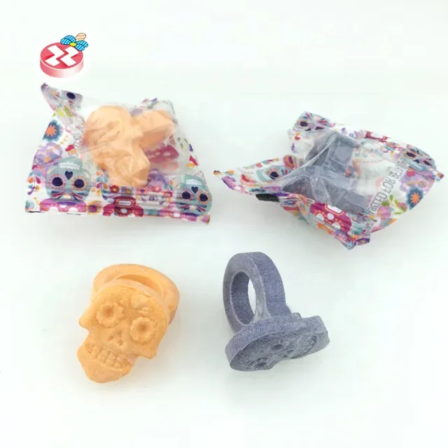New skull ring shaped  funny snack sweet fruit-flavored press sugar candy confectionery  for kids
