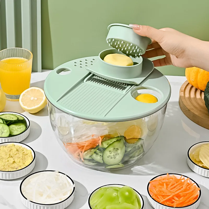 2in1-Mandoline Multi-Slicer Vegetable Cutter Multi-function Kitchen Gadget Washer Dryer Salad Spinner
