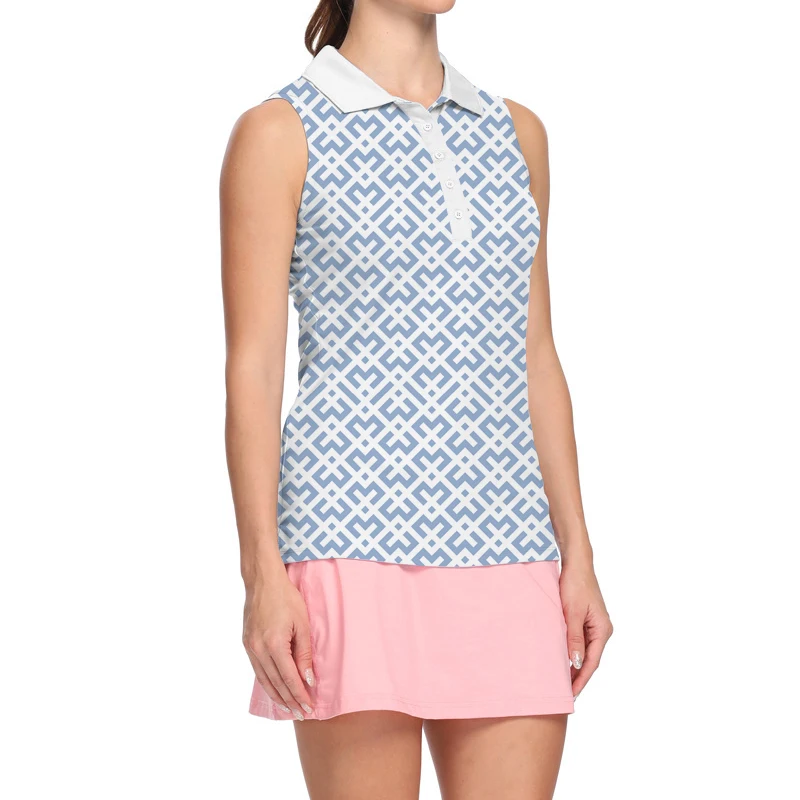 Wholesale Custom Golf wear sleeveless women golf shirt polo polyester shirts Anti-pilling poloshirts ladies